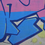 blue and yellow wall graffiti