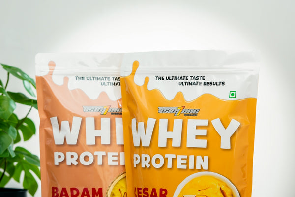 a couple of bags of protein sitting on top of a table