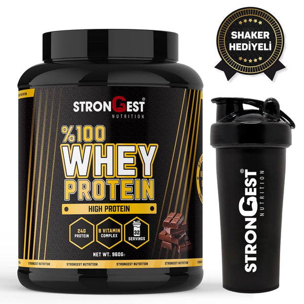 Whey Protein 960 gr 32 Servis Çikolata Aromalı %100 Protein Tozu
