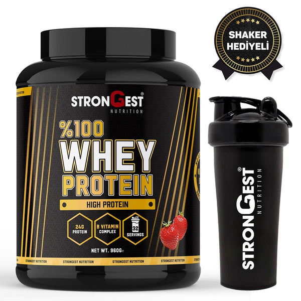 Whey Protein 960 gr 32 Servis Çilek Aromalı Protein Tozu