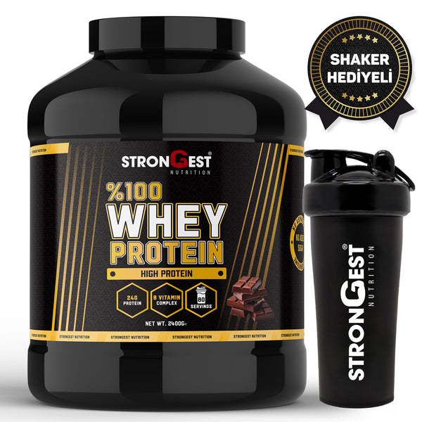 Whey Protein 2400gr 80 Servis Çikolata Aromalı %100 Protein Tozu
