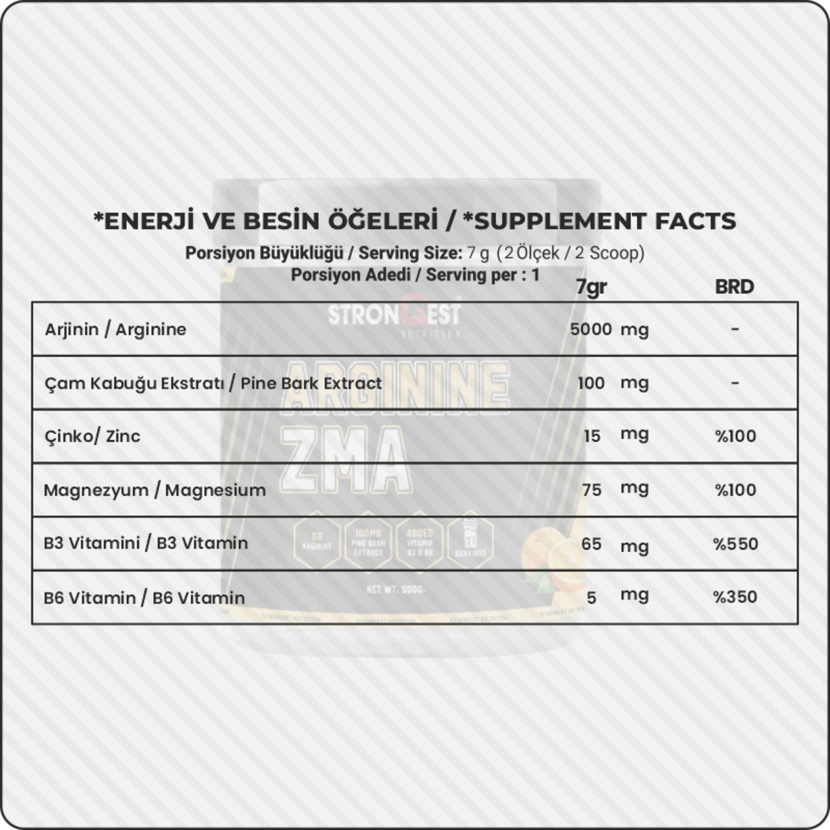 Arginine Zma 500gr 71 Servis Portakal Aromalı